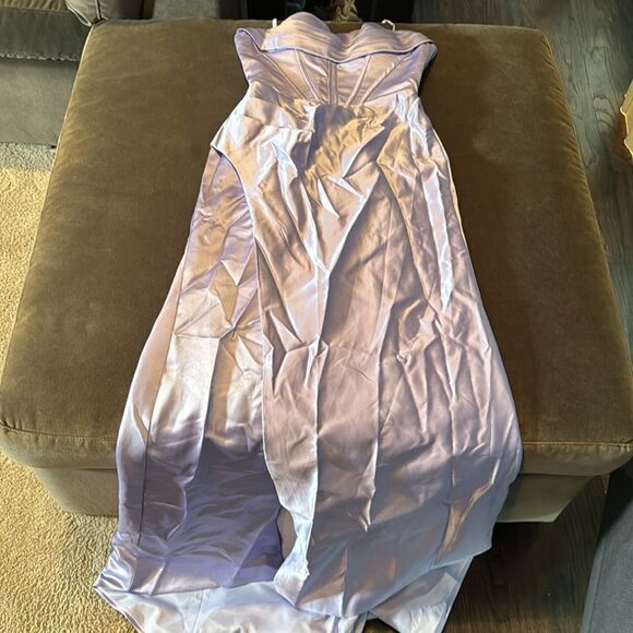 Women’s Purple Full Length Prom Party Dress Criss Cross Straps Leg Slit Size 2 - Picture 14 of 14